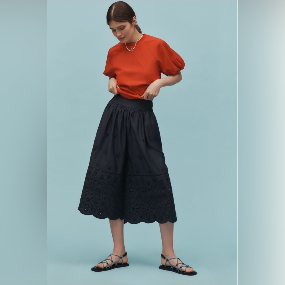 Anthropologie Maeve Embroidered Skirty Culottes, NWT, Small